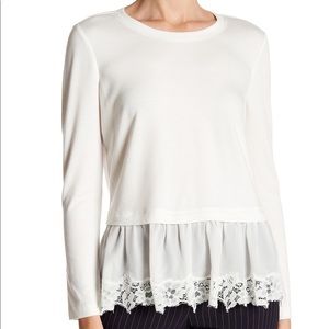 Rebecca Taylor lace ruffle hem shirt